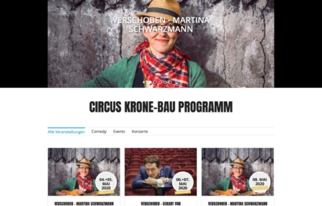 Circus Krone Homepage mit Veranstaltungen und Terminen