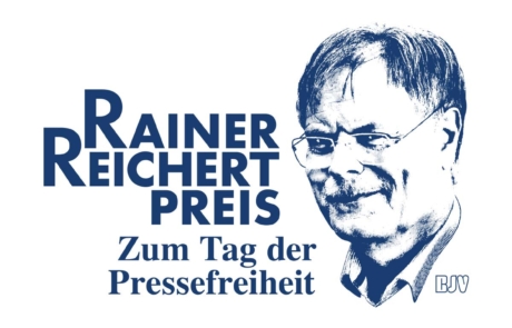 Der Rainer Reichert Preis zum Tag der Pressefreihiet. Mit dem Gesicht von Hr. Reichert stilisiert als ein Logo