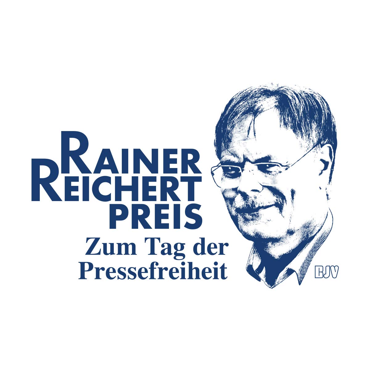 Der Rainer Reichert Preis zum Tag der Pressefreihiet. Mit dem Gesicht von Hr. Reichert stilisiert als ein Logo